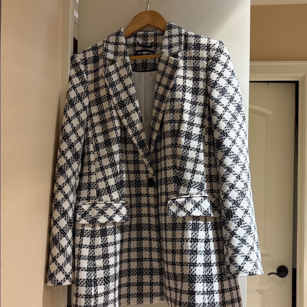 Karl Lagerfeld Black and White Check Blazer